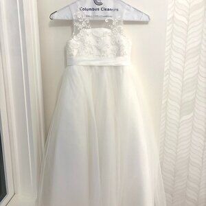 JJ's House Ivory Flower Girl Dress with Removable Bow - Size 4